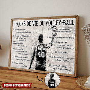 Affiche Personnalisée Leçons de Vie du Volley-ball – Cadeau pour les Amoureux du Volley-ball