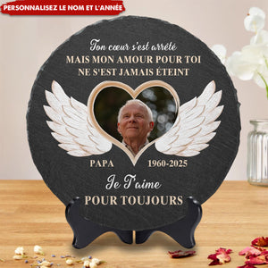 Pierre Commémorative Personnalisée avec Ailes d'Ange – Hommage Éternel à un Être Cher