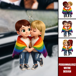 Décoration Voiture Acrylique Personnalisée – Couple LGBT "L’amour est l’amour" Spécial Mois des Fiertés