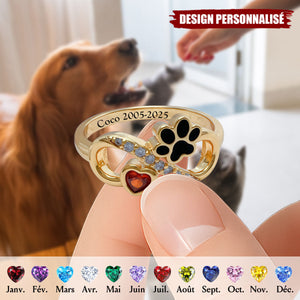 Bague Souvenir Patte Personnalisée - Cadeau pour les Amoureux des Animaux