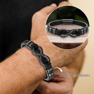Bracelet Infini Personnalisé pour Papa – Avec Noms des Enfants Gravés