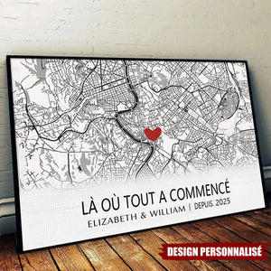 Affiche Carte Personnalisée – Le Début de Notre Histoire