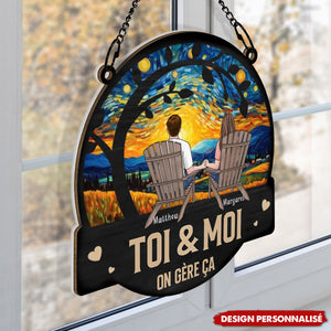 Toi & Moi, Ensemble pour Toujours – Suspension de Fenêtre Personnalisée pour Couple