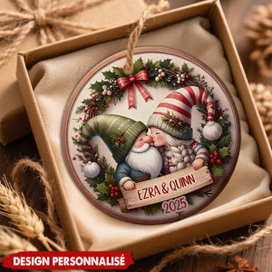 Ornement Personnalisé Couple qui s’Embrasse - Souvenir Unique pour Sapin Festif