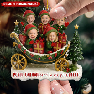 Décoration de Sapin Personnalisée – Traîneau de Noël avec Enfants