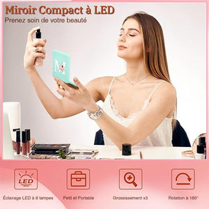 Miroir de Poche Personnalisé avec Initiale Florale – Cadeau Élégant et Pratique