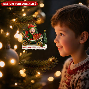 Décoration de Sapin Personnalisée – Traîneau de Noël avec Enfants