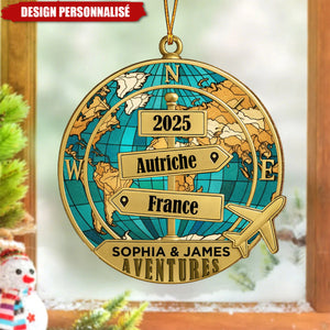 Ornement de Noël Personnalisé – Globe des Aventures 2025