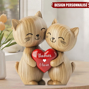 plaque Personnalisée – Chatons Amoureux avec Prénoms