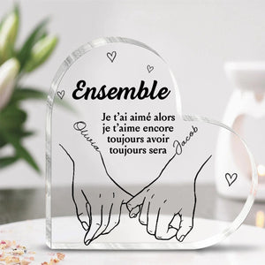 Couple personnalisé personnalisé Plaque acrylique en forme de coeur - cadeau pour mari femme, anniversaire