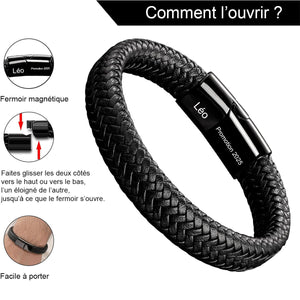 Bracelet en Cuir Personnalisé pour Homme – Cadeaux pour la fête des pères, un anniversaire ou une remise de diplôme