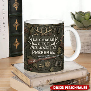 Mug Chasseur Personnalisé – “La Chasse, Ma Saison Préférée”