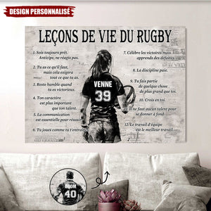 Affiche Personnalisée des Leçons de Vie du Rugby – Cadeau pour les Passionnés de Rugby