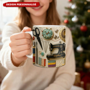 Mug machine à coudre personnalisé - Cadeau pour les amateurs de bricolage