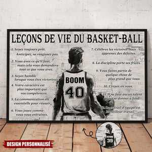 Affiche personnalisée des leçons de vie du basket-ball – Cadeau pour les passionnés de basket-ball