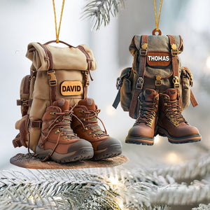 Ornement Personnalisé Sac à Dos & Bottes de Randonnée – Cadeau Aventurier