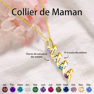 Collier Personnalisé avec Noms de Famille et Pierres de Naissance – Cadeau pour Maman ou Grand-mère