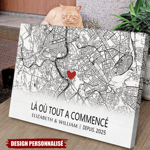 Affiche Carte Personnalisée – Le Début de Notre Histoire