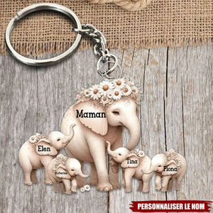 Porte-Clés Éléphants Personnalisé – Maman & Ses Petits