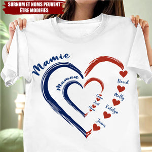 T-shirt Cœur Personnalisé Mamie & Maman – Cadeau d’Amour pour Famille