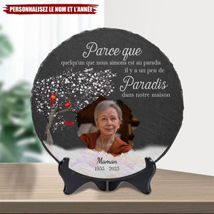 Pierre Commémorative Personnalisée – “Parce que quelqu’un que nous aimons est au paradis”