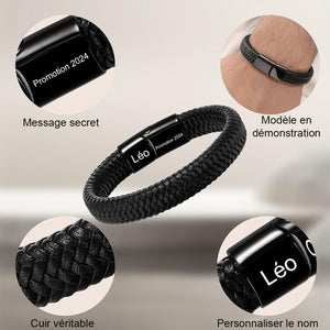 Bracelet en Cuir Personnalisé pour Homme – Cadeaux pour la fête des pères, un anniversaire ou une remise de diplôme