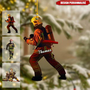 Ornement de Sapin Personnalisé Pompier – Cadeau de Noël Unique et Touchant