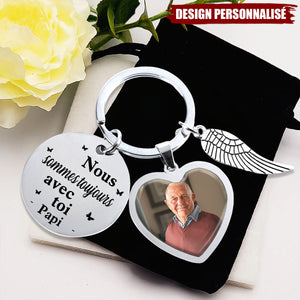 Cadeau commémoratif "Je suis toujours avec toi" – Porte-clés photo personnalisé