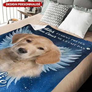 Couverture Personnalisée avec Photo d’Animal – Hommage Émotionnel avec Ailes d’Ange et Prénom