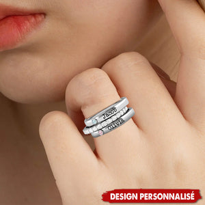 Bague Couple Personnalisée avec Noms et Pierres de Naissance