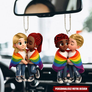 Décoration Voiture Acrylique Personnalisée – Couple LGBT "L’amour est l’amour" Spécial Mois des Fiertés