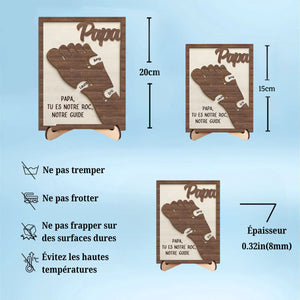 Empreinte de Papa – Panneau en Bois Personnalisé à 2 Couches avec Support – Famille