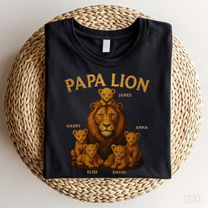 Papa Lion - T-shirt personnalisé pour papa et ses lionceaux
