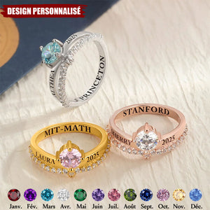Bague Personnalisée en Zircon – Cadeau Élégant pour Diplômées et Femmes Spéciales