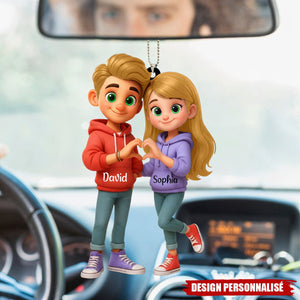 Ornement de Voiture Personnalisé Couple - Cadeau Romantique pour Couples