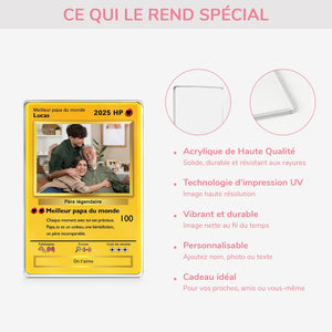 Plaque Acrylique Personnalisée Style Carte de Jeu - Cadeau Unique pour Papa