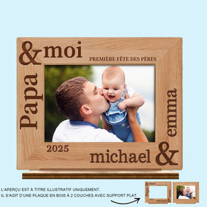 Plaque en bois personnalisée – Papa & Moi, Première Fête des Pères