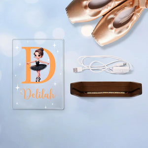 Lampe LED Acrylique Personnalisée avec initiale et fille ballerine - Cadeau Unique pour Enfants