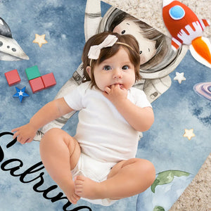 Couverture personnalisée – Astronaute Enfant avec Nom – Cadeau Douillet pour Passionnés d’Espace