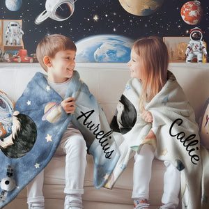 Couverture personnalisée – Astronaute Enfant avec Nom – Cadeau Douillet pour Passionnés d’Espace