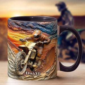 Mug Motocross Personnalisé avec Prénom - Cadeau Unique pour Passionnés de Moto