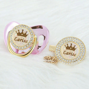 Sucette Artisanale Exquise Personnalisée avec Nom - Design Couronne et Strass