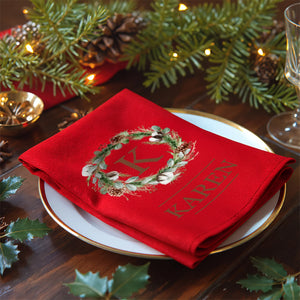 Serviette Rouge de Noël Personnalisée – Décoration de Table Élégante