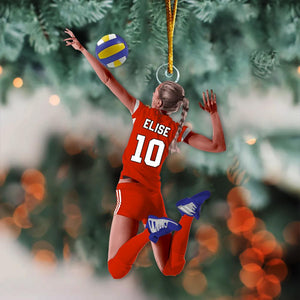 Ornement de Noël Personnalisé – Joueuse de Volley-Ball avec Nom et Numéro