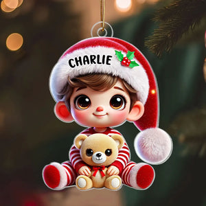 Ornement Acrylique Personnalisé – Adorable Décoration de Noël avec Prénom