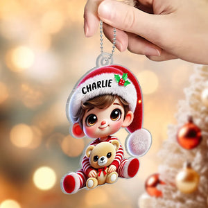 Ornement Acrylique Personnalisé – Adorable Décoration de Noël avec Prénom