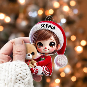 Ornement Acrylique Personnalisé – Adorable Décoration de Noël avec Prénom