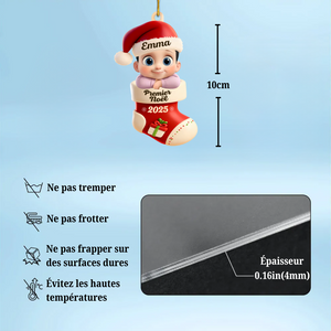 Ornement de Noël Personnalisée – Bébé dans la Botte “Premier Noël 2025”