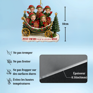 Décoration de Sapin Personnalisée – Traîneau de Noël avec Enfants