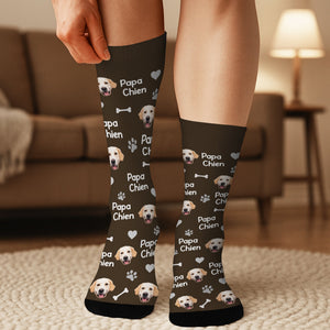 Chaussettes Amusantes pour Amoureux des Chiens-Design Personnalisé avec Photo